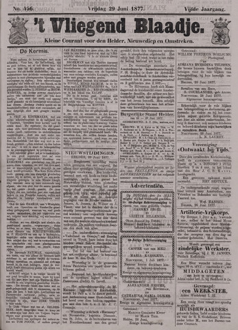 Vliegend blaadje : nieuws- en advertentiebode voor Den Helder 1877-06-29