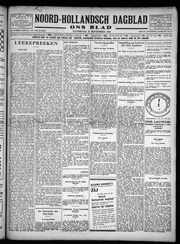 Noord-Hollandsch Dagblad : ons blad 1930-09-27