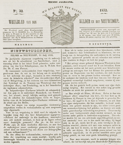 Weekblad van Den Helder en het Nieuwediep 1852-08-02