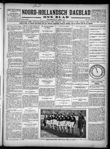 Noord-Hollandsch Dagblad : ons blad 1931-04-27