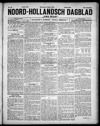 Noord-Hollandsch Dagblad : ons blad 1924-03-24