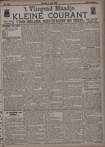 Vliegend blaadje : nieuws- en advertentiebode voor Den Helder 1893-04-08