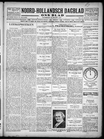 Noord-Hollandsch Dagblad : ons blad 1930-03-22