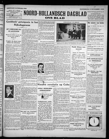 Noord-Hollandsch Dagblad : ons blad 1933-11-09
