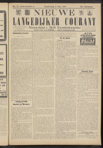 Nieuwe Langedijker Courant 1927-06-09