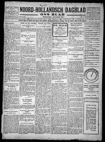 Noord-Hollandsch Dagblad : ons blad 1930-10-01