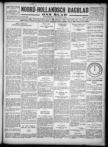 Noord-Hollandsch Dagblad : ons blad 1930-08-07