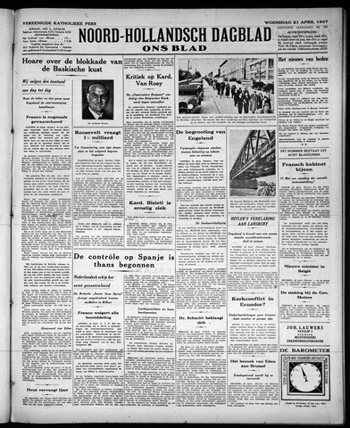 Noord-Hollandsch Dagblad : ons blad 1937-04-21