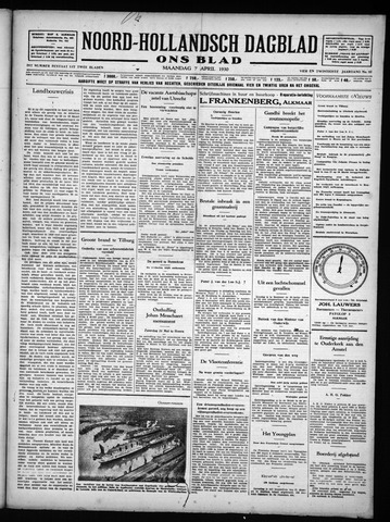 Noord-Hollandsch Dagblad : ons blad 1930-04-07
