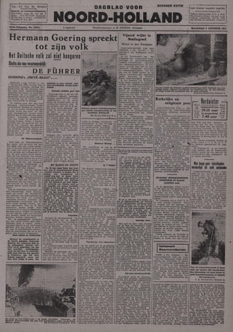 Dagblad Noord-Holland, Schager editie 1942-10-05