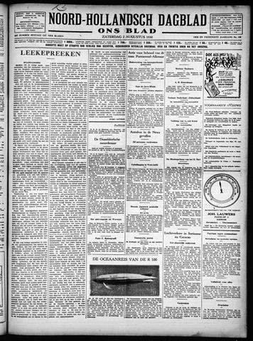 Noord-Hollandsch Dagblad : ons blad 1930-08-02