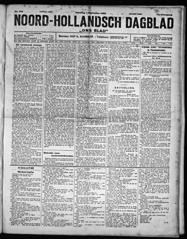 Noord-Hollandsch Dagblad : ons blad 1923-09-01
