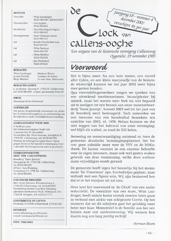 De Clock van Callens-Ooghe 2003-12-01