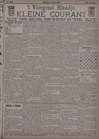 Vliegend blaadje : nieuws- en advertentiebode voor Den Helder 1893-10-07