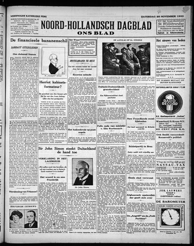 Noord-Hollandsch Dagblad : ons blad 1933-11-25