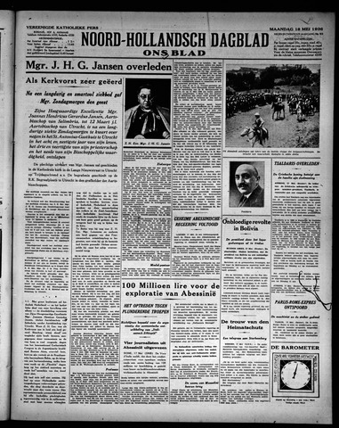 Noord-Hollandsch Dagblad : ons blad 1936-05-18