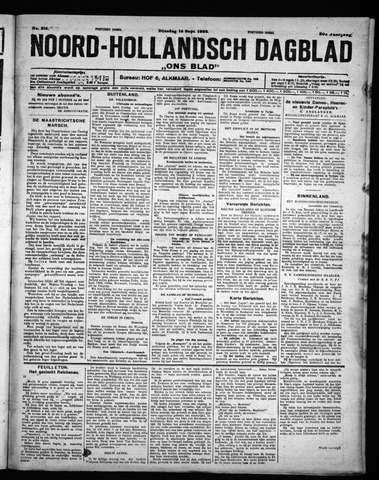 Noord-Hollandsch Dagblad : ons blad 1926-09-14