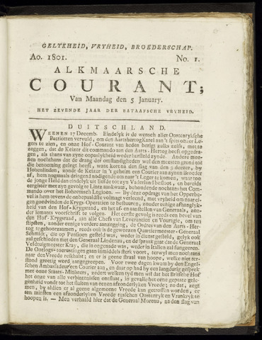 Alkmaarsche Courant 1801
