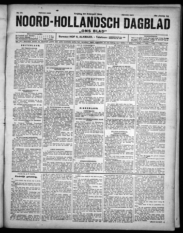 Noord-Hollandsch Dagblad : ons blad 1924-02-29