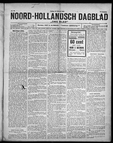 Noord-Hollandsch Dagblad : ons blad 1923-02-23
