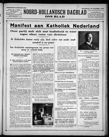 Noord-Hollandsch Dagblad : ons blad 1933-10-16