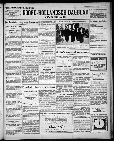 Noord-Hollandsch Dagblad : ons blad 1932-11-25