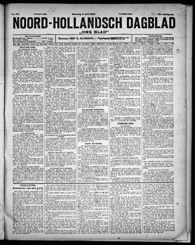 Noord-Hollandsch Dagblad : ons blad 1924-07-08