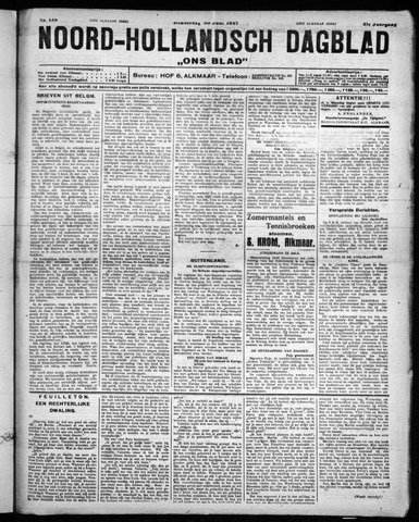Noord-Hollandsch Dagblad : ons blad 1927-06-30