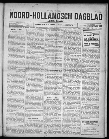 Noord-Hollandsch Dagblad : ons blad 1923-03-01