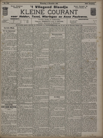 Vliegend blaadje : nieuws- en advertentiebode voor Den Helder 1908-11-04