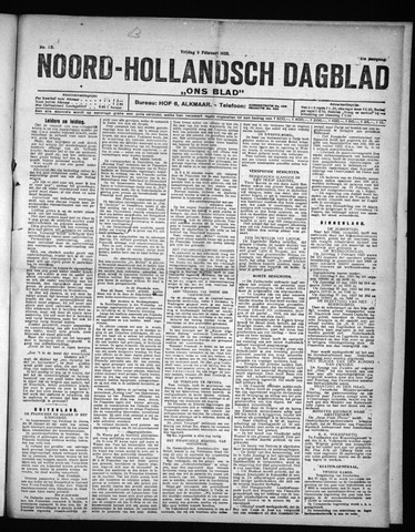 Noord-Hollandsch Dagblad : ons blad 1923-02-09