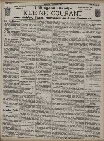 Vliegend blaadje : nieuws- en advertentiebode voor Den Helder 1909-09-04