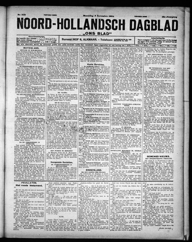 Noord-Hollandsch Dagblad : ons blad 1924-11-03