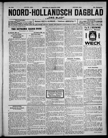 Noord-Hollandsch Dagblad : ons blad 1925-08-08