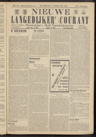Nieuwe Langedijker Courant 1931-02-07