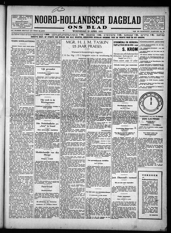 Noord-Hollandsch Dagblad : ons blad 1931-04-29
