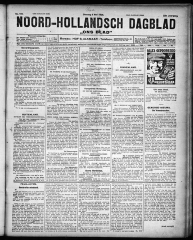 Noord-Hollandsch Dagblad : ons blad 1928-05-08