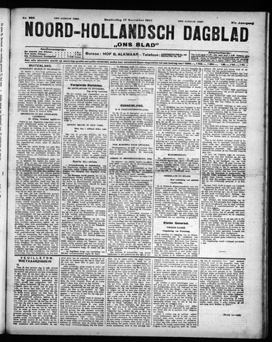 Noord-Hollandsch Dagblad : ons blad 1927-11-17