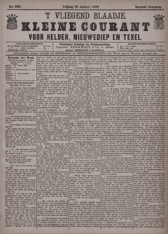 Vliegend blaadje : nieuws- en advertentiebode voor Den Helder 1881-01-28