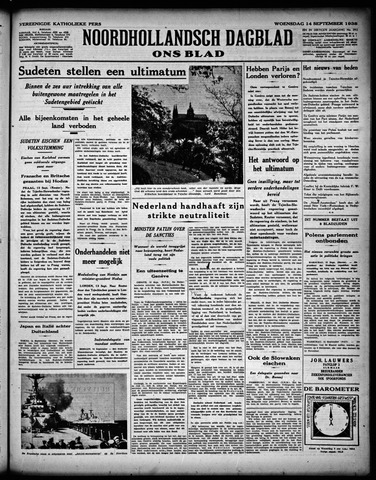 Noord-Hollandsch Dagblad : ons blad 1938-09-14