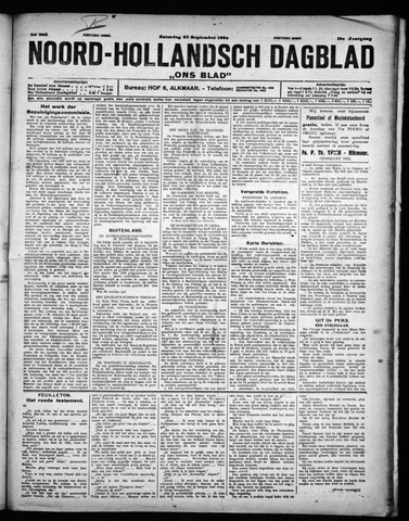 Noord-Hollandsch Dagblad : ons blad 1924-09-27
