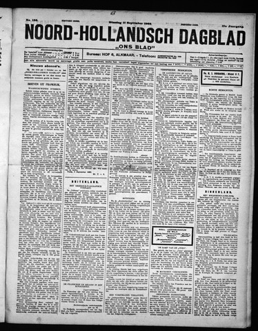 Noord-Hollandsch Dagblad : ons blad 1923-09-11