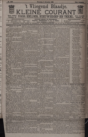 Vliegend blaadje : nieuws- en advertentiebode voor Den Helder 1893-11-08