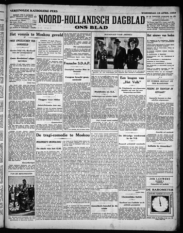 Noord-Hollandsch Dagblad : ons blad 1933-04-19
