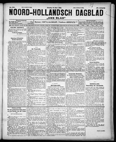 Noord-Hollandsch Dagblad : ons blad 1928-09-18