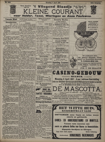 Vliegend blaadje : nieuws- en advertentiebode voor Den Helder 1907-04-06