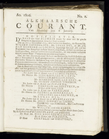 Alkmaarsche Courant 1806