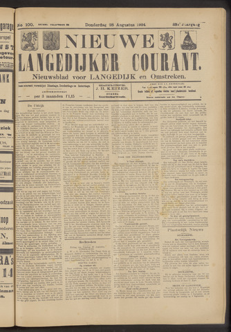 Nieuwe Langedijker Courant 1924-08-28