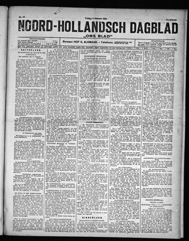 Noord-Hollandsch Dagblad : ons blad 1923-02-02