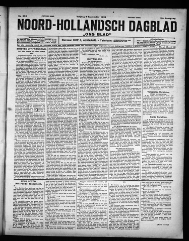 Noord-Hollandsch Dagblad : ons blad 1924-09-05